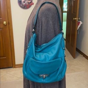 B. Makowsky Turquoise Leather Hobo Shoulder bag